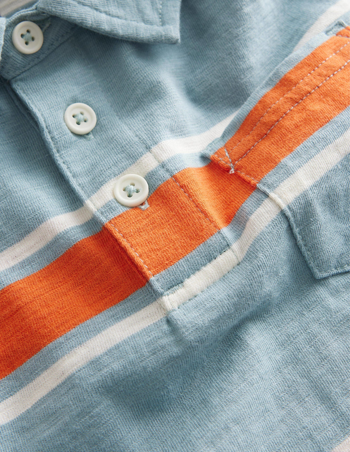 Patterned Slub Jersey Polo-Tourmaline Blue/Fire Orange - Image 3