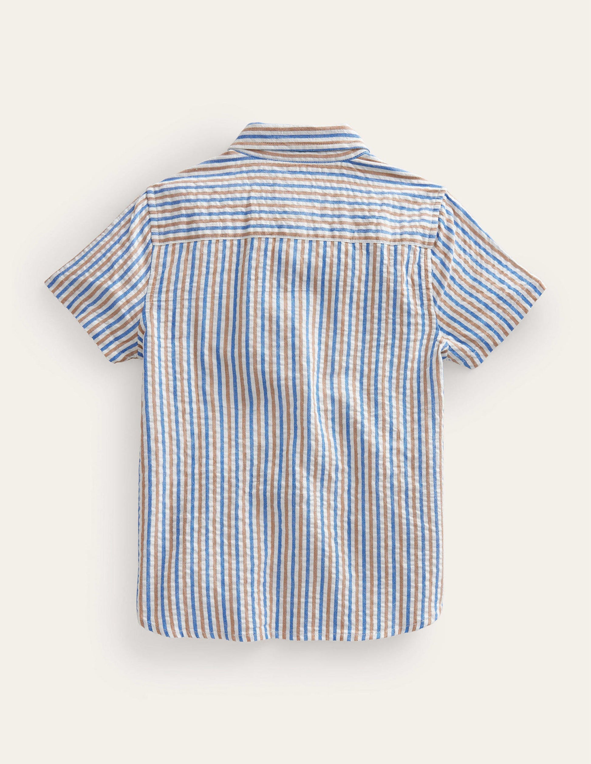 Seersucker Shirt-Blue and Brown Stripe-2