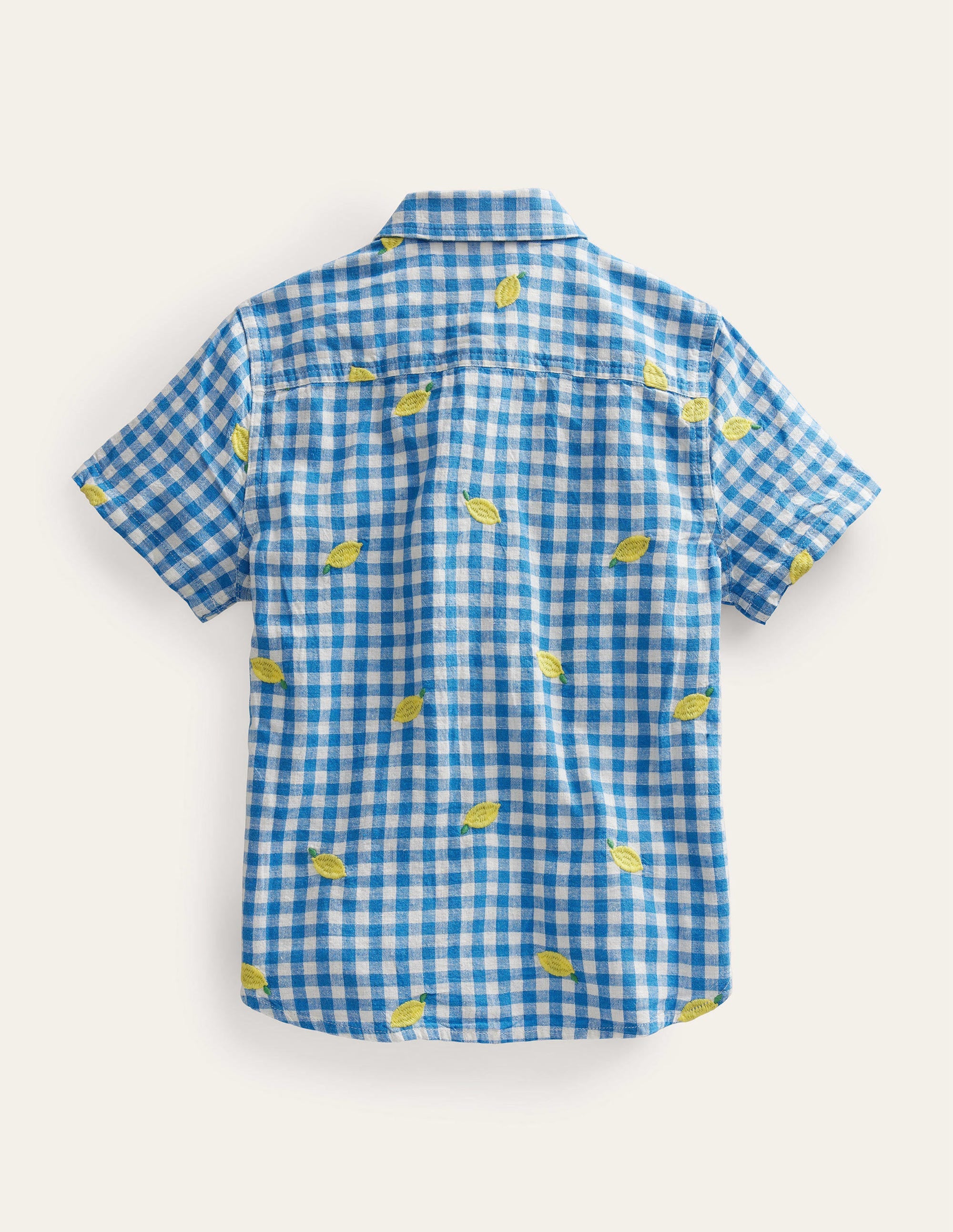 Lemon Gingham Shirt-Blue Check Lemon Print - Image 2