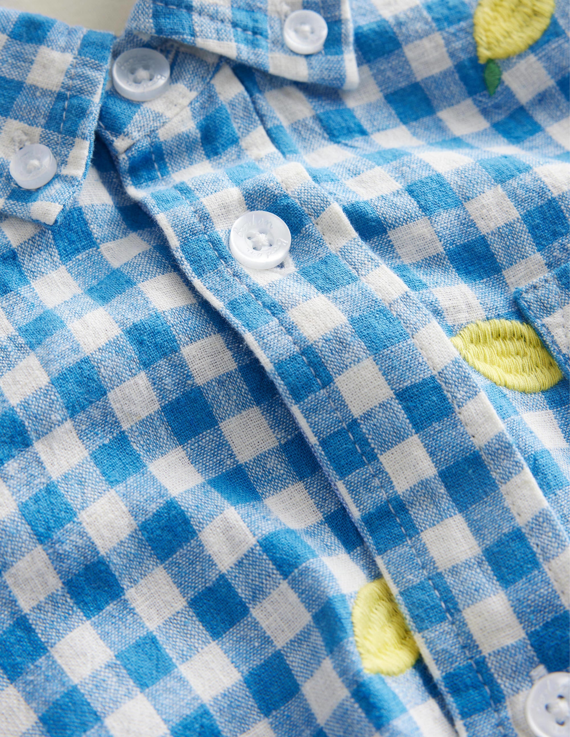 Lemon Gingham Shirt-Blue Check Lemon Print - Image 3