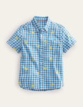 Lemon Gingham Shirt-Blue Check Lemon Print