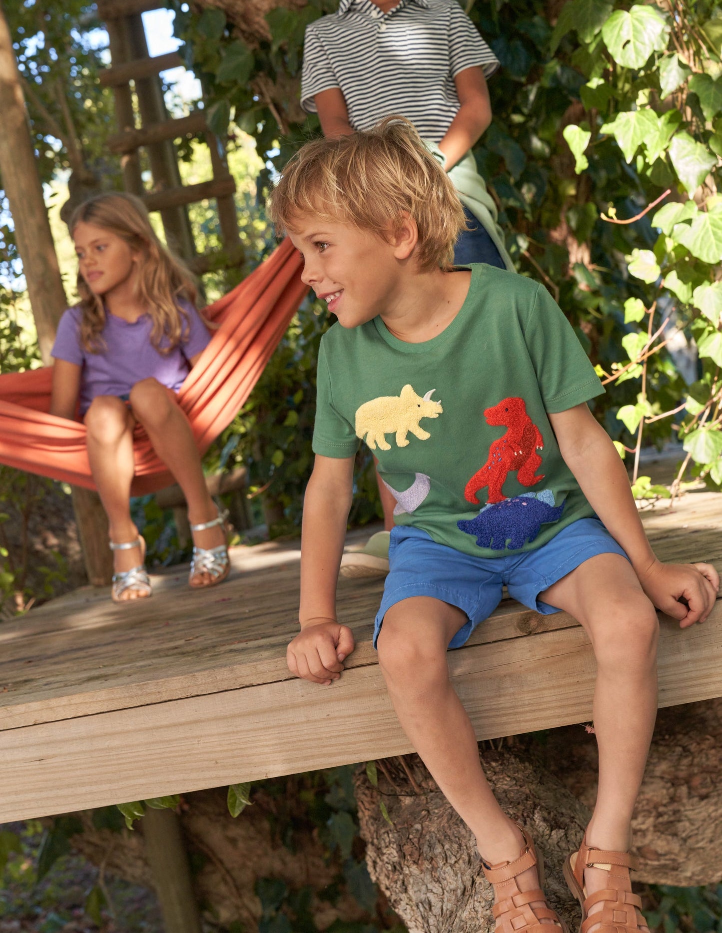 Dinosaur-Print Bouclé T-Shirt-Rosemary Dinosaurs