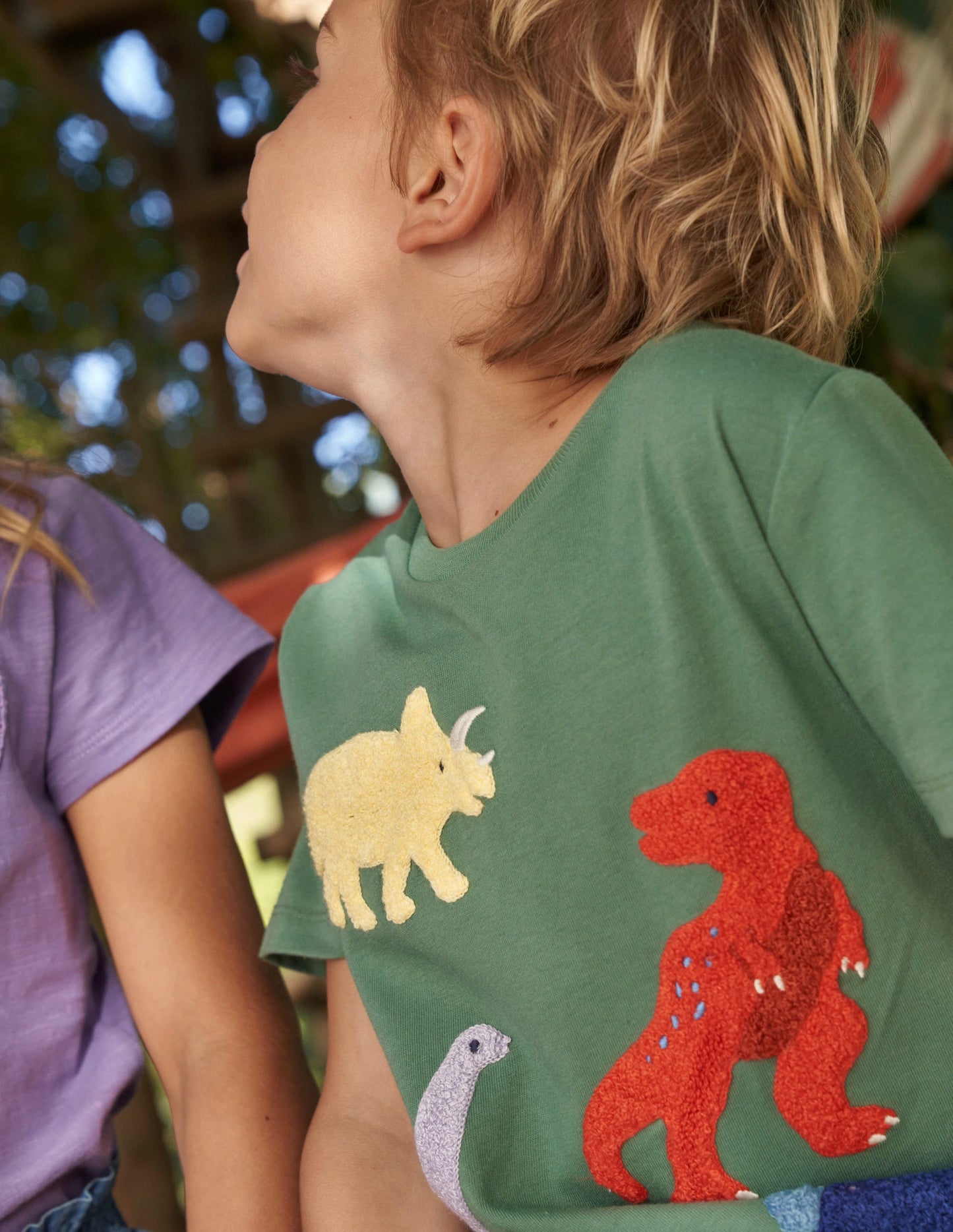 Dinosaur-Print Bouclé T-Shirt-Rosemary Dinosaurs