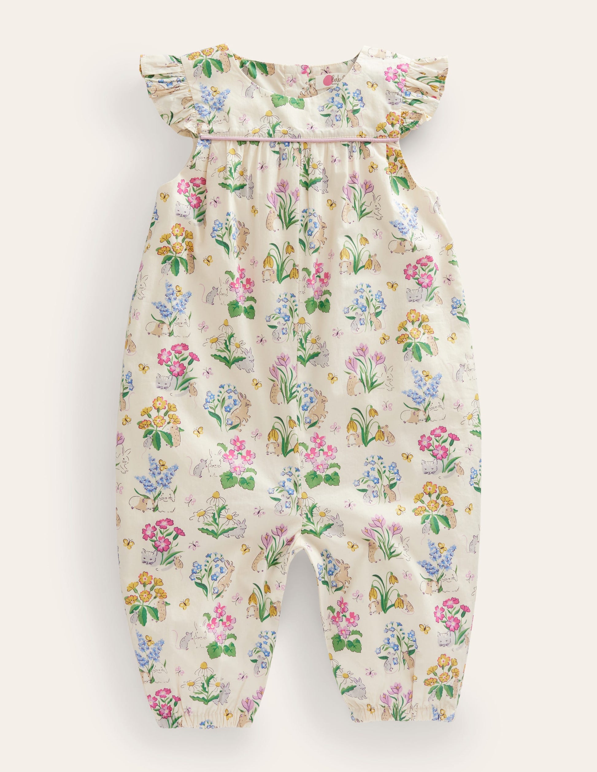Ruffle Printed Rompers-Vanilla Pod Posy Pals-1