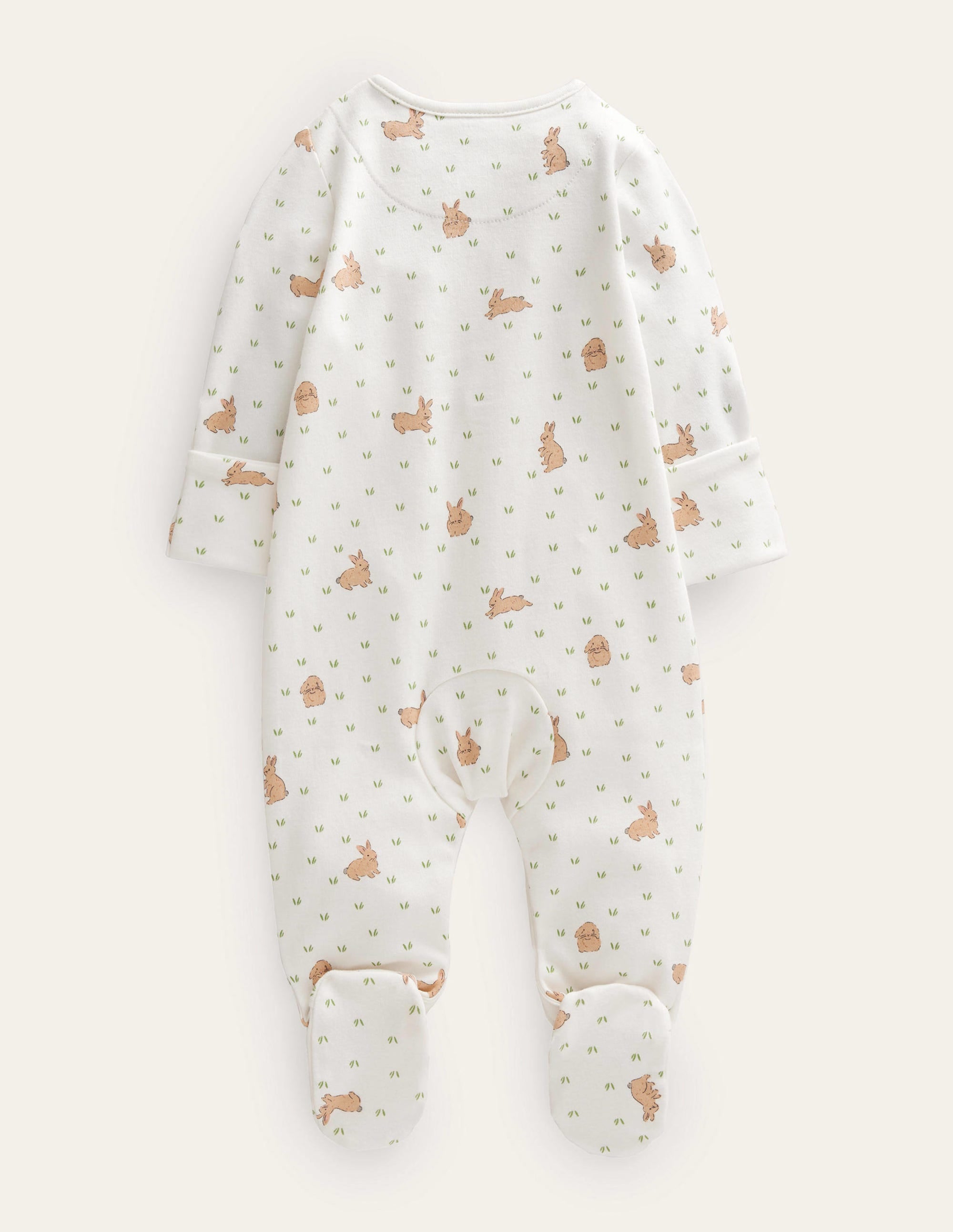 GOTS Printed Sleepsuit-Ivory Bunny Field - Image 2