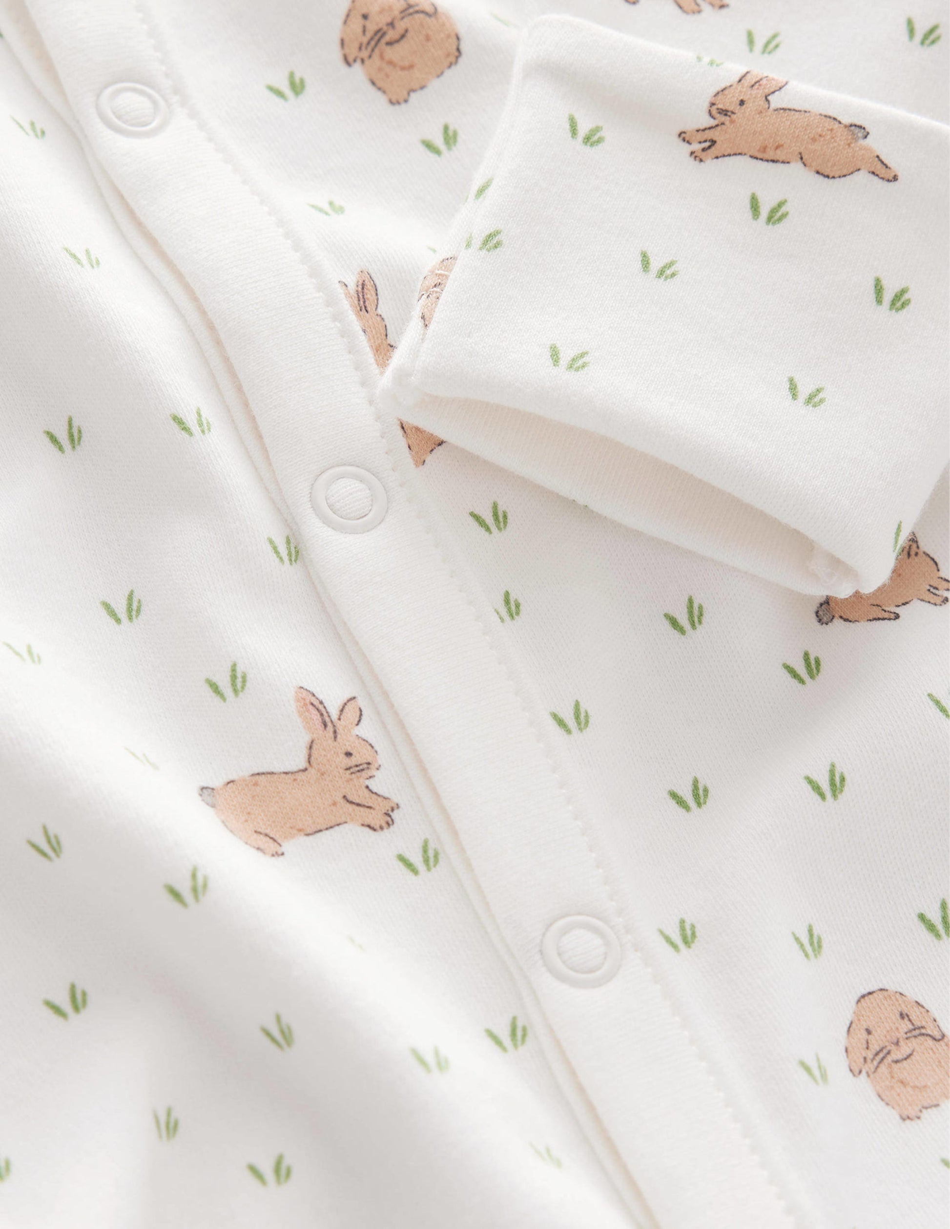 GOTS Printed Sleepsuit-Ivory Bunny Field-3