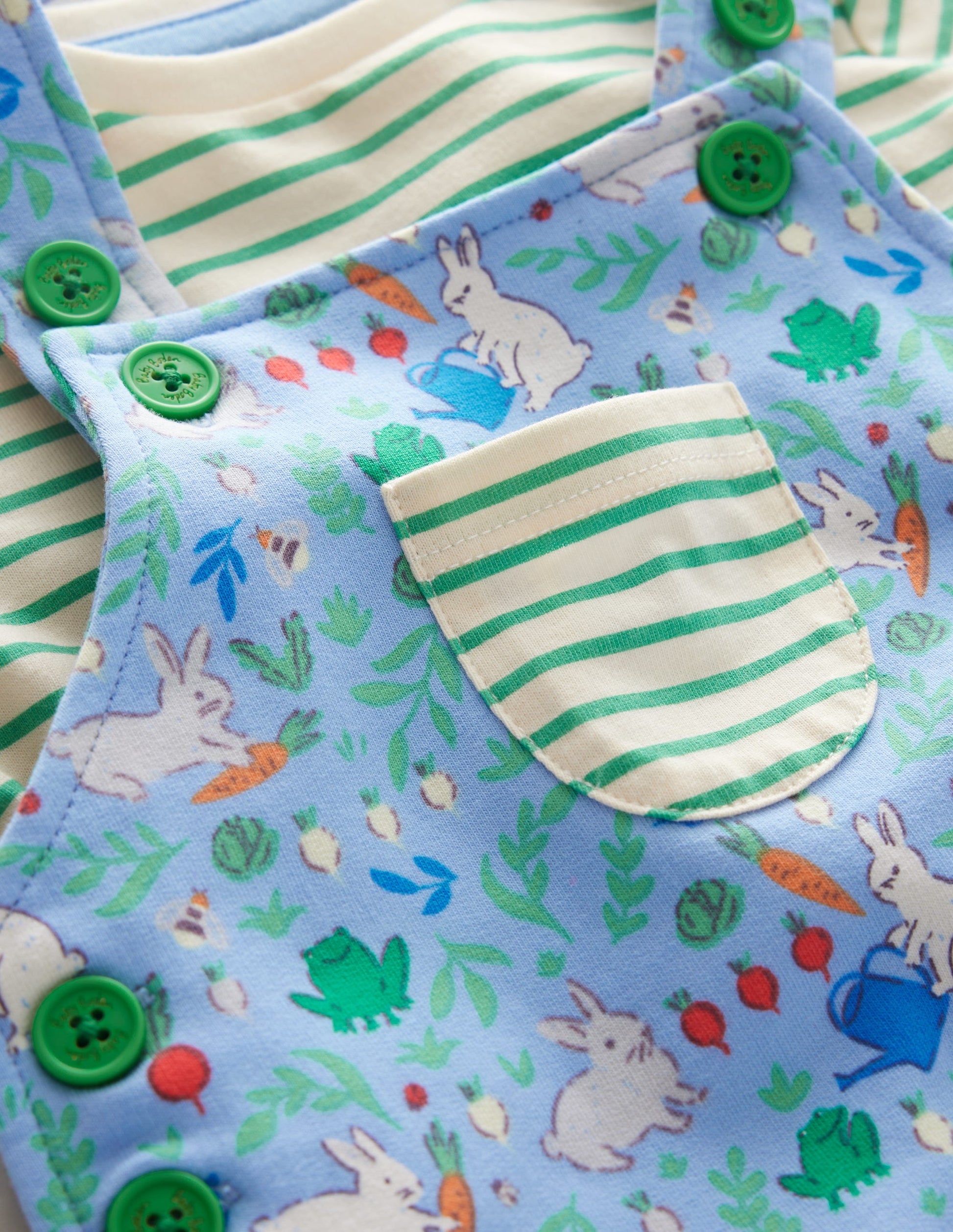 Jersey Dungaree Set-Vista Blue Bunny Patch-3