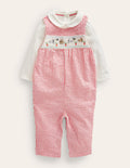 Smocked Dungaree Set-Jam / Ivory Ticking