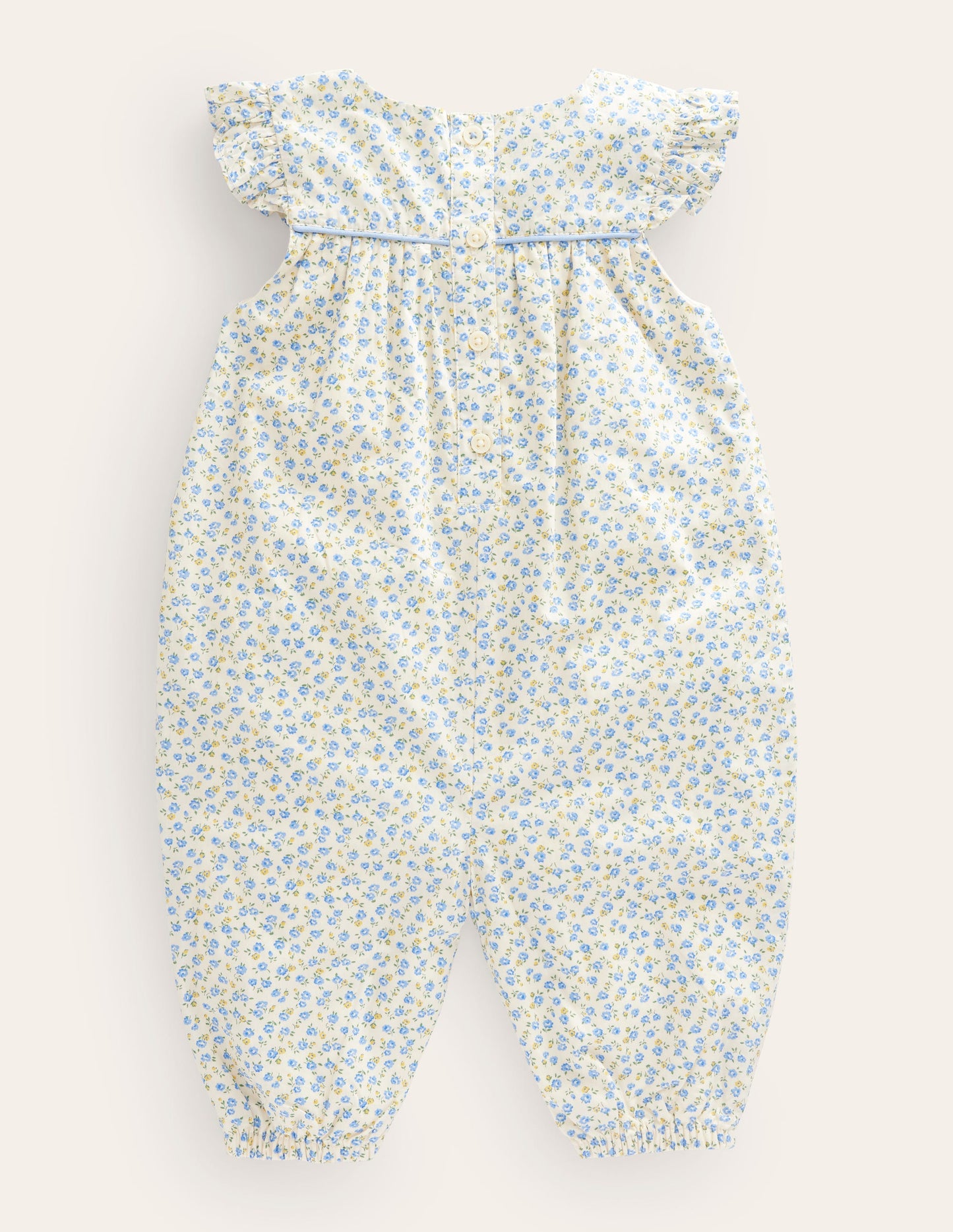 Applique Ruffle Romper-Pale Blue Tiny Rose Chicks