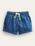 Woven Shorts-Mid Chambray