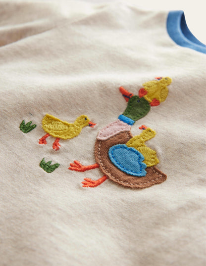 Appliqué T-shirt-Ivory Ducks-3