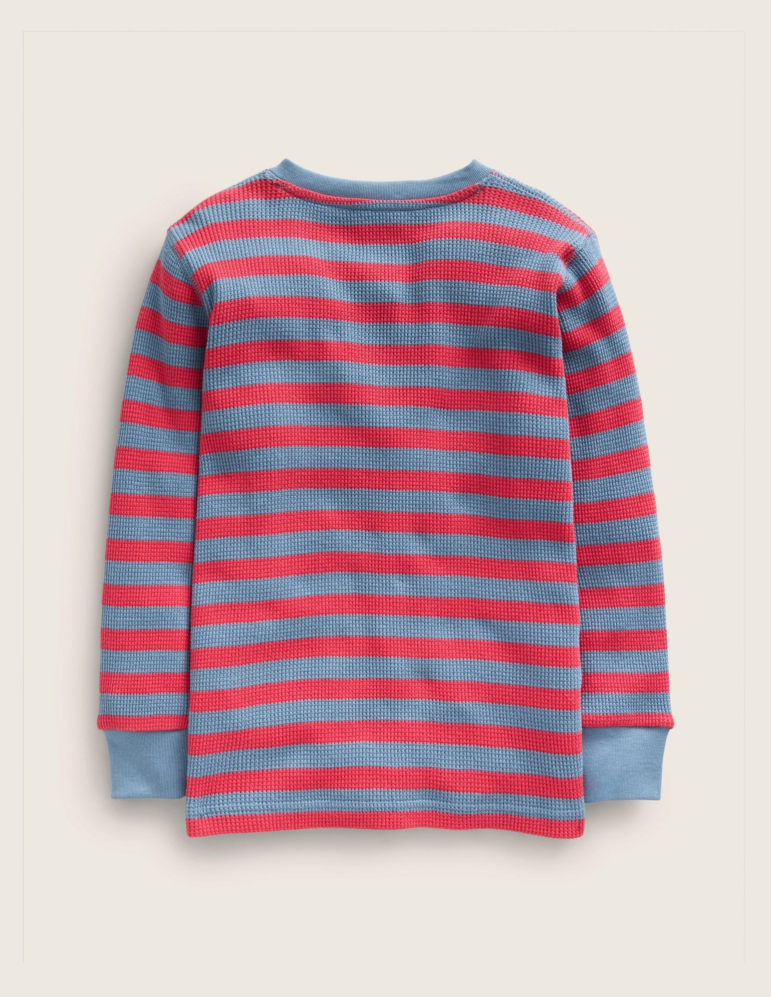 Waffle Henley T-Shirt-Jam/Pebble Blue-2