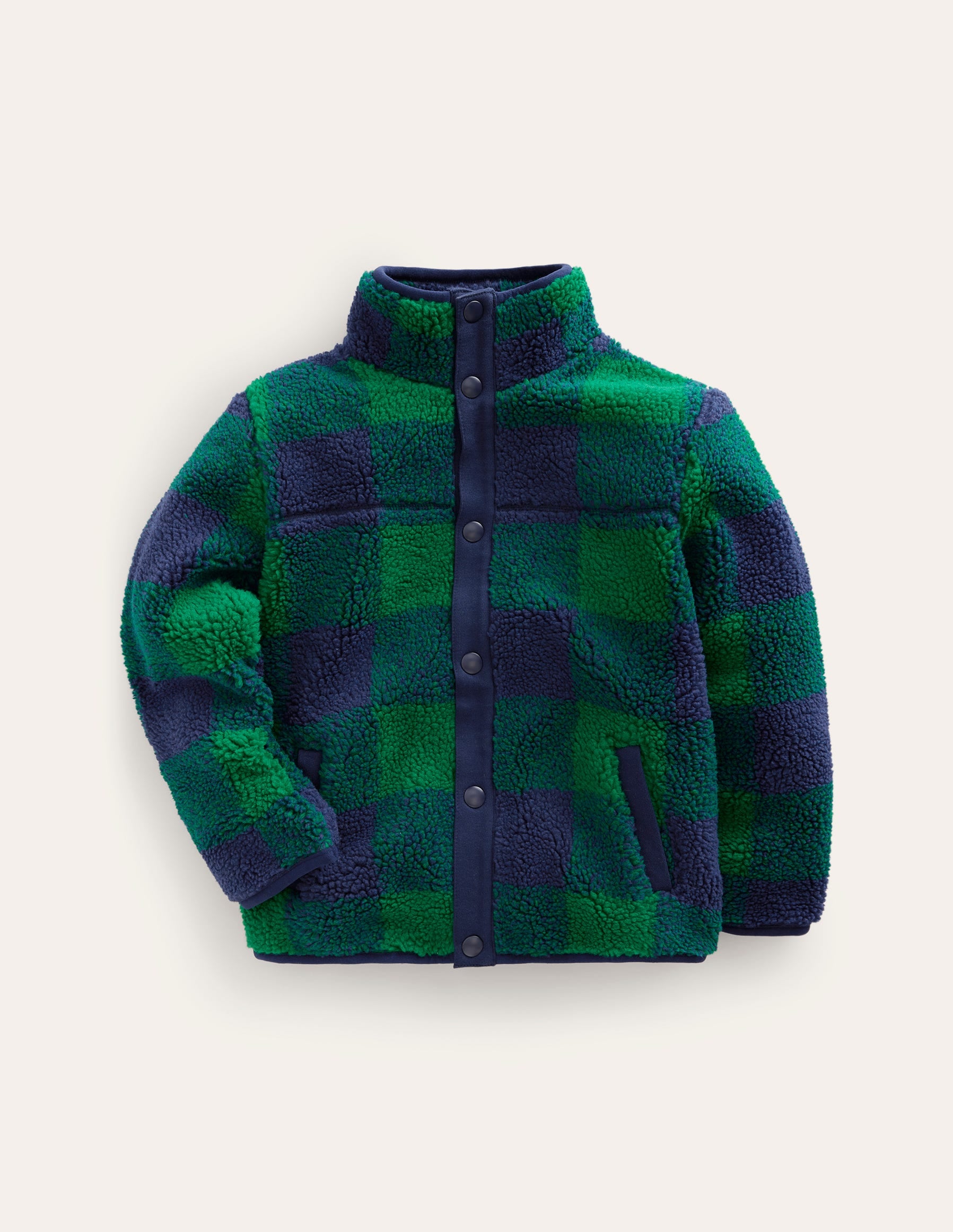 Borg Chuck-on Jacket-Green Check - Image 1