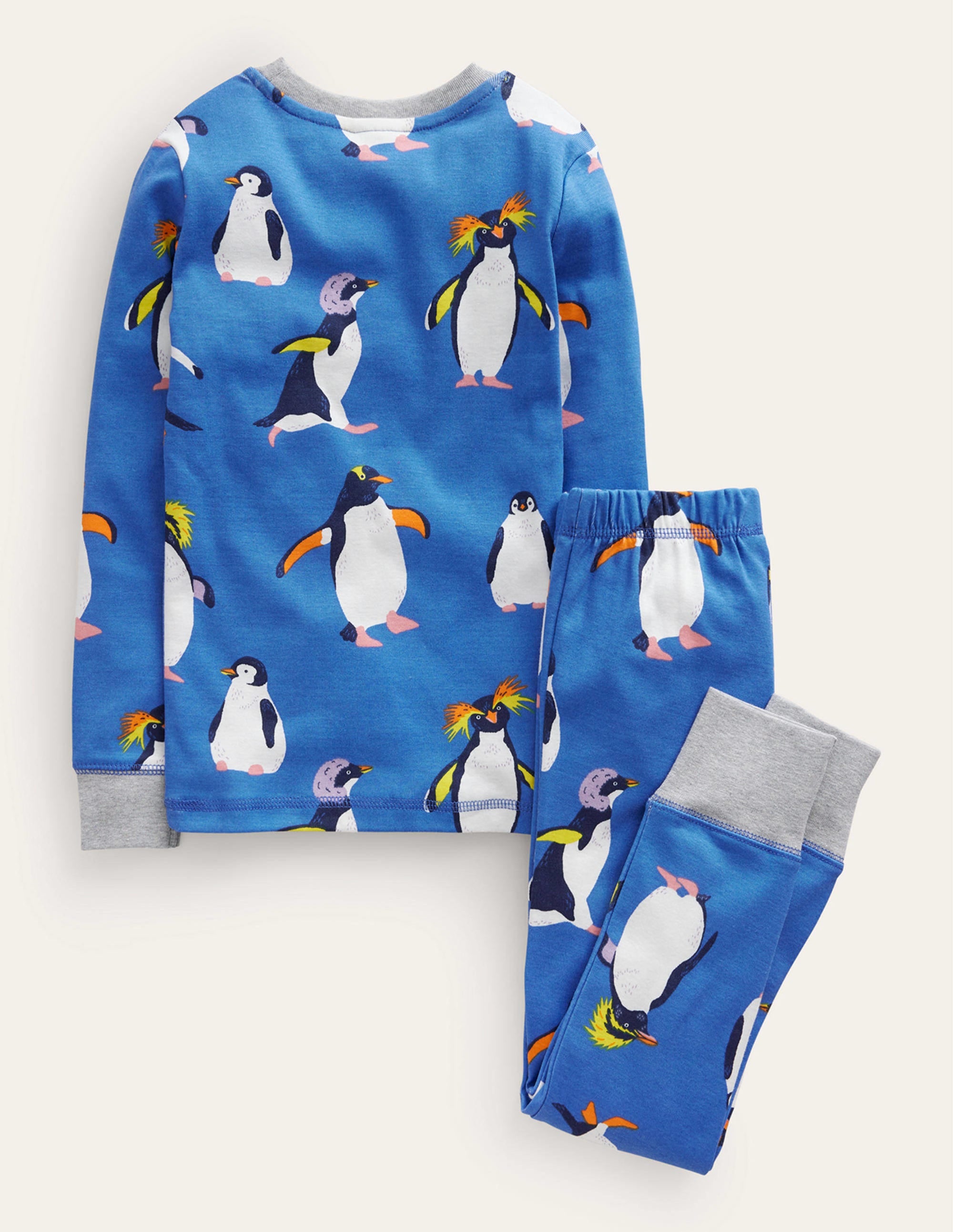 Snug Single Long John Pyjamas-Blue Penguins - Image 2