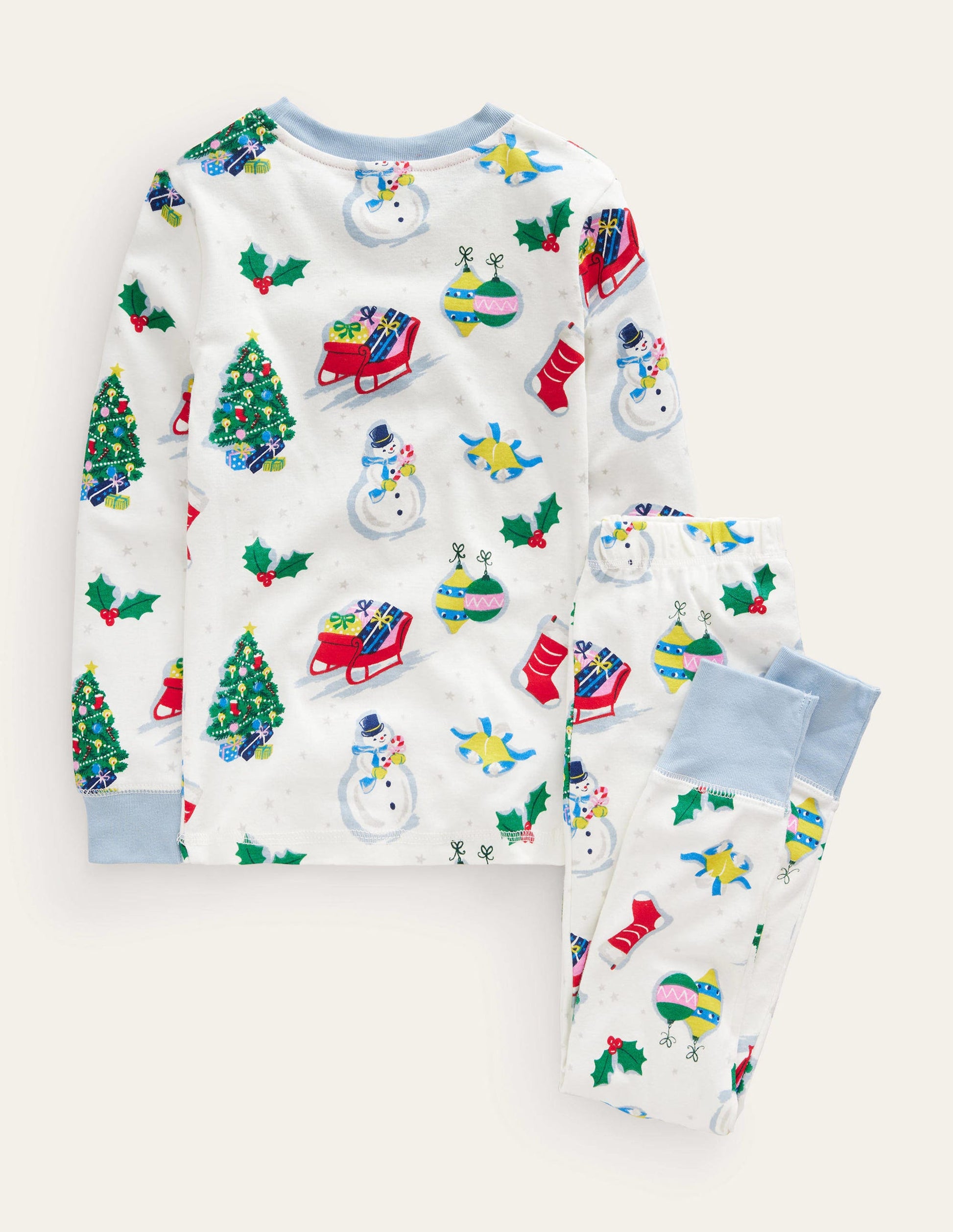 Snug Single Long John Pyjamas-Ivory Festive Fun-2
