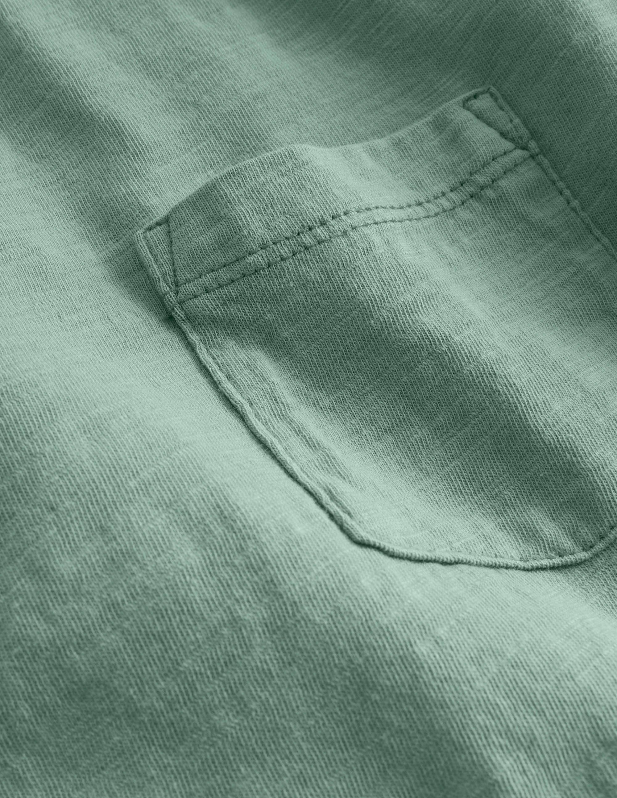 Long-sleeved Washed T-shirt-Green/White - Image 3