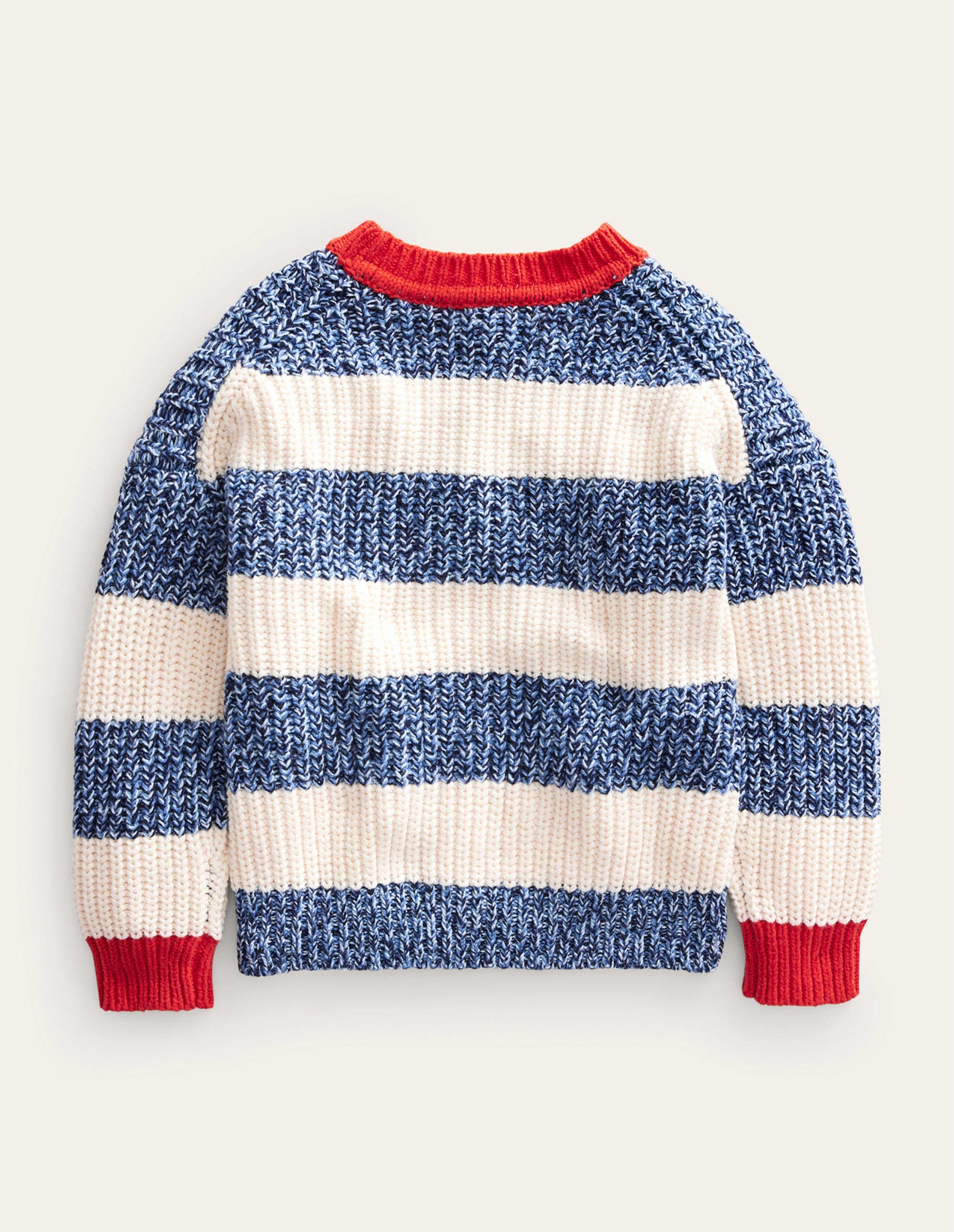 Ribbed Stripe Jumper-Navy Twist/Ecru Marl-2