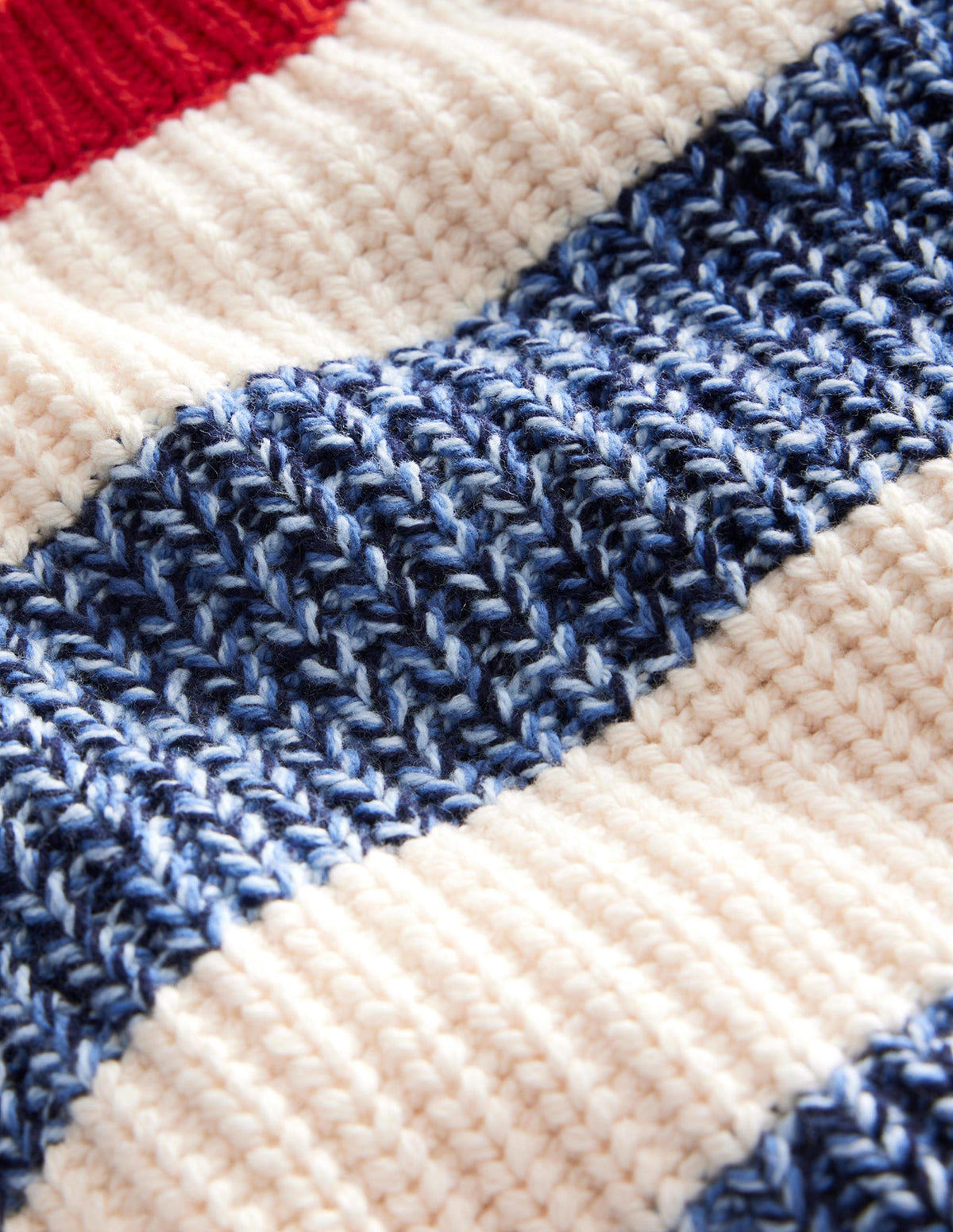 Ribbed Stripe Jumper-Navy Twist/Ecru Marl-3