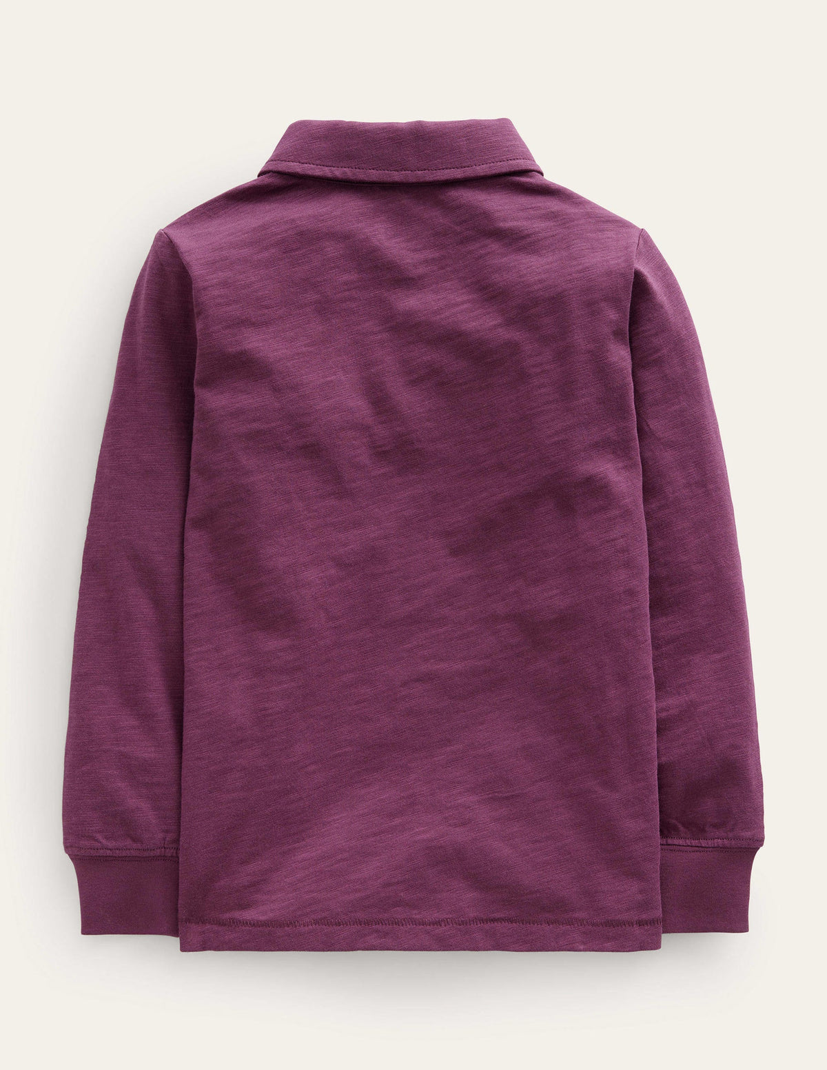 Slubbed Long-Sleeve Polo Shirt-Berry-2