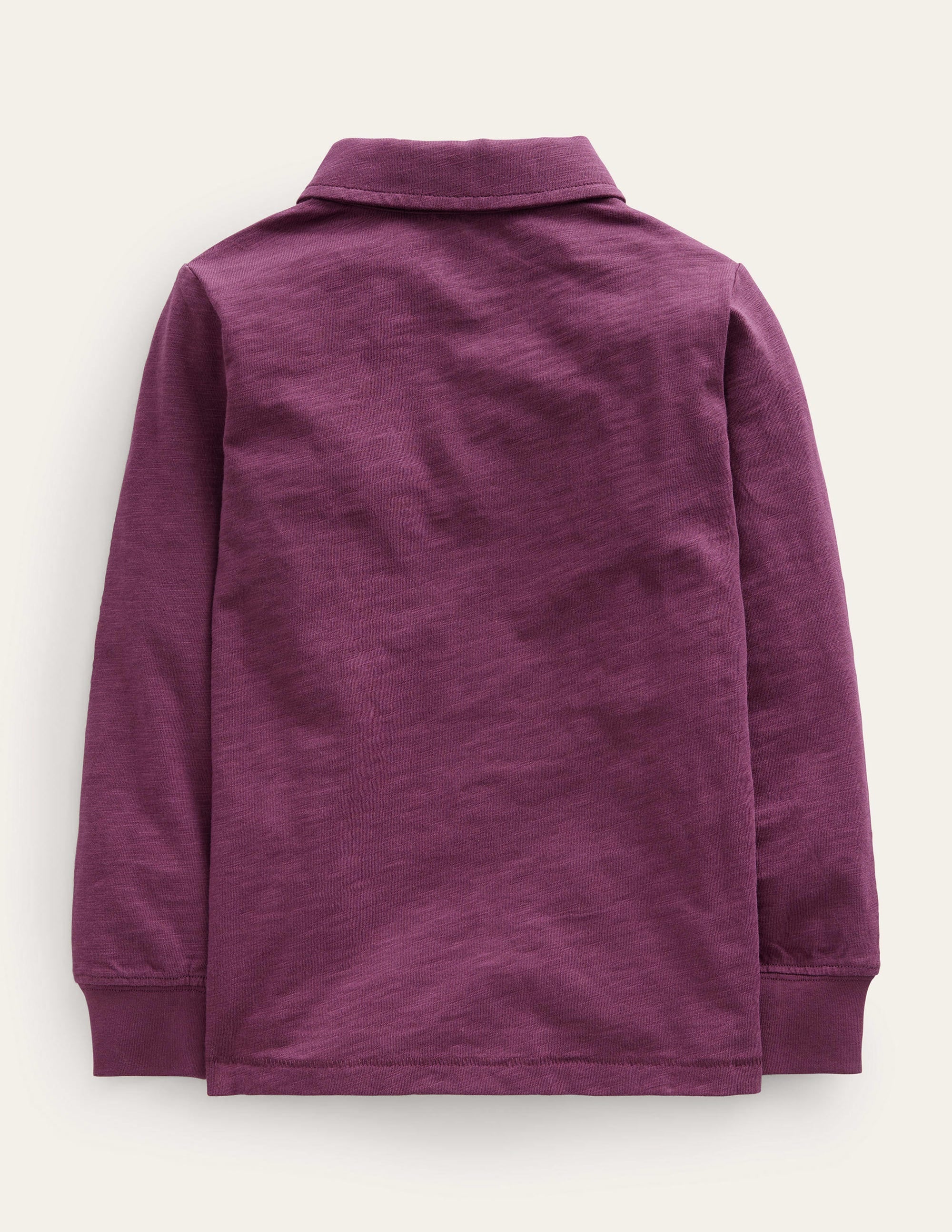 Slubbed Long-Sleeve Polo Shirt-Berry - Image 2