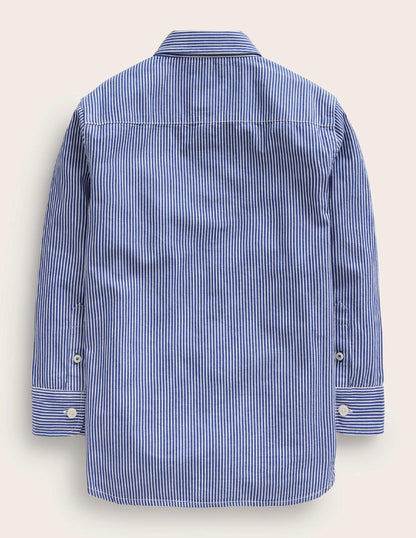 Cotton Shirt-Mazarine Blue/Ivory-2