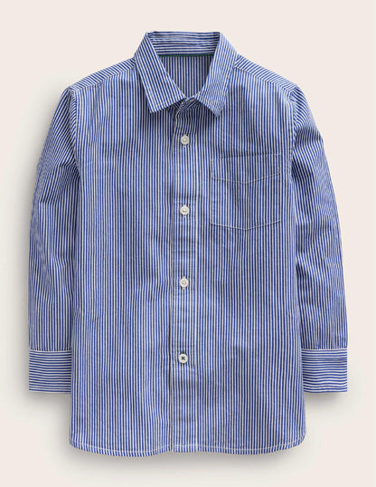 Cotton Shirt-Mazarine Blue/Ivory-1