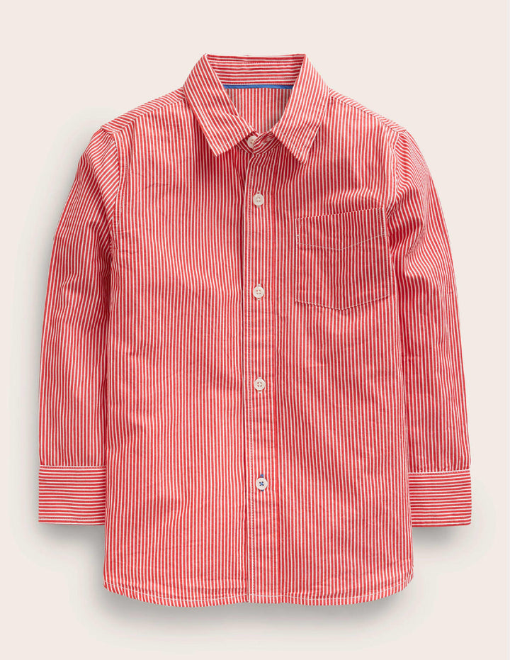 Cotton Shirt-Brilliant Red/Ivory