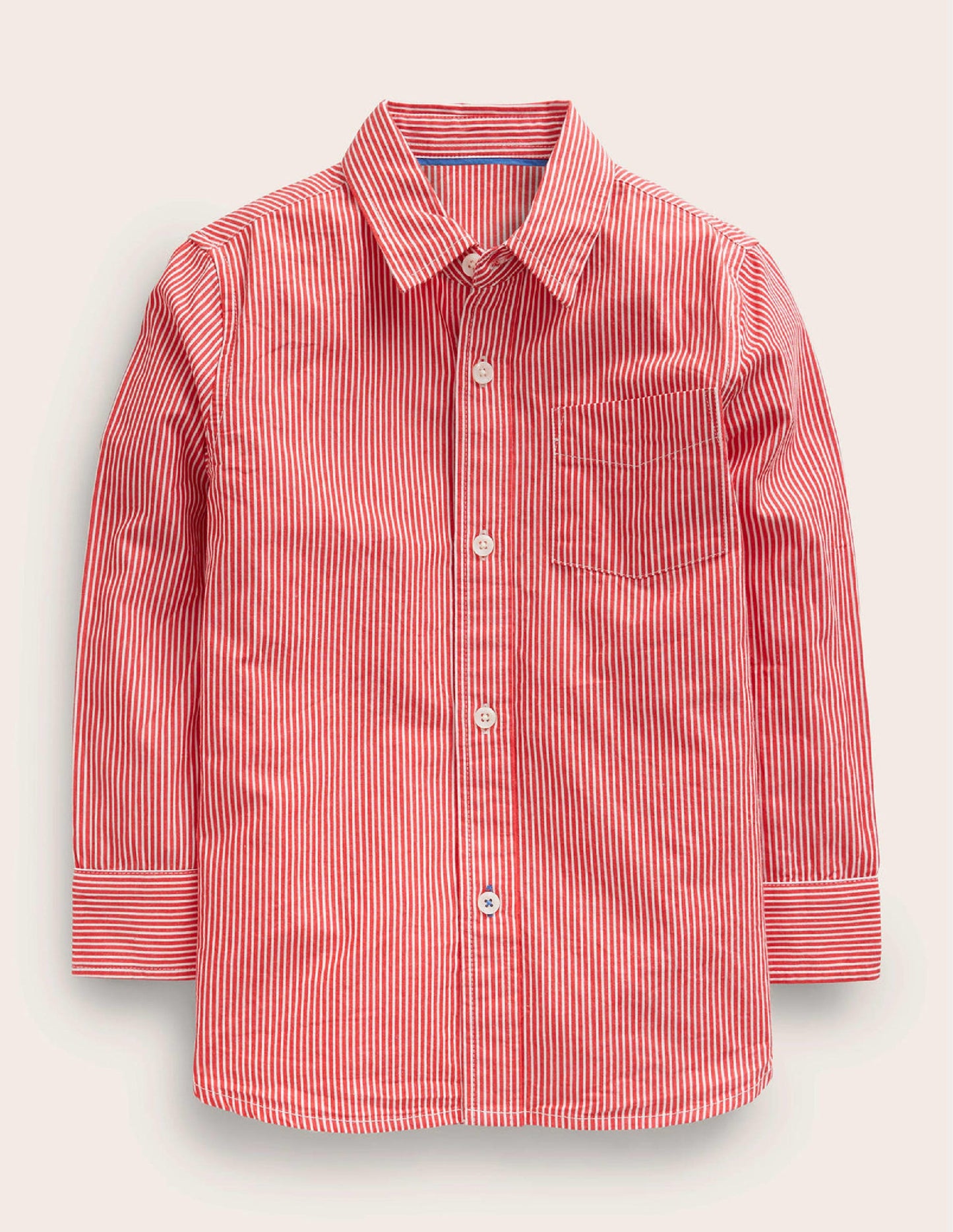 Cotton Shirt-Brilliant Red/Ivory