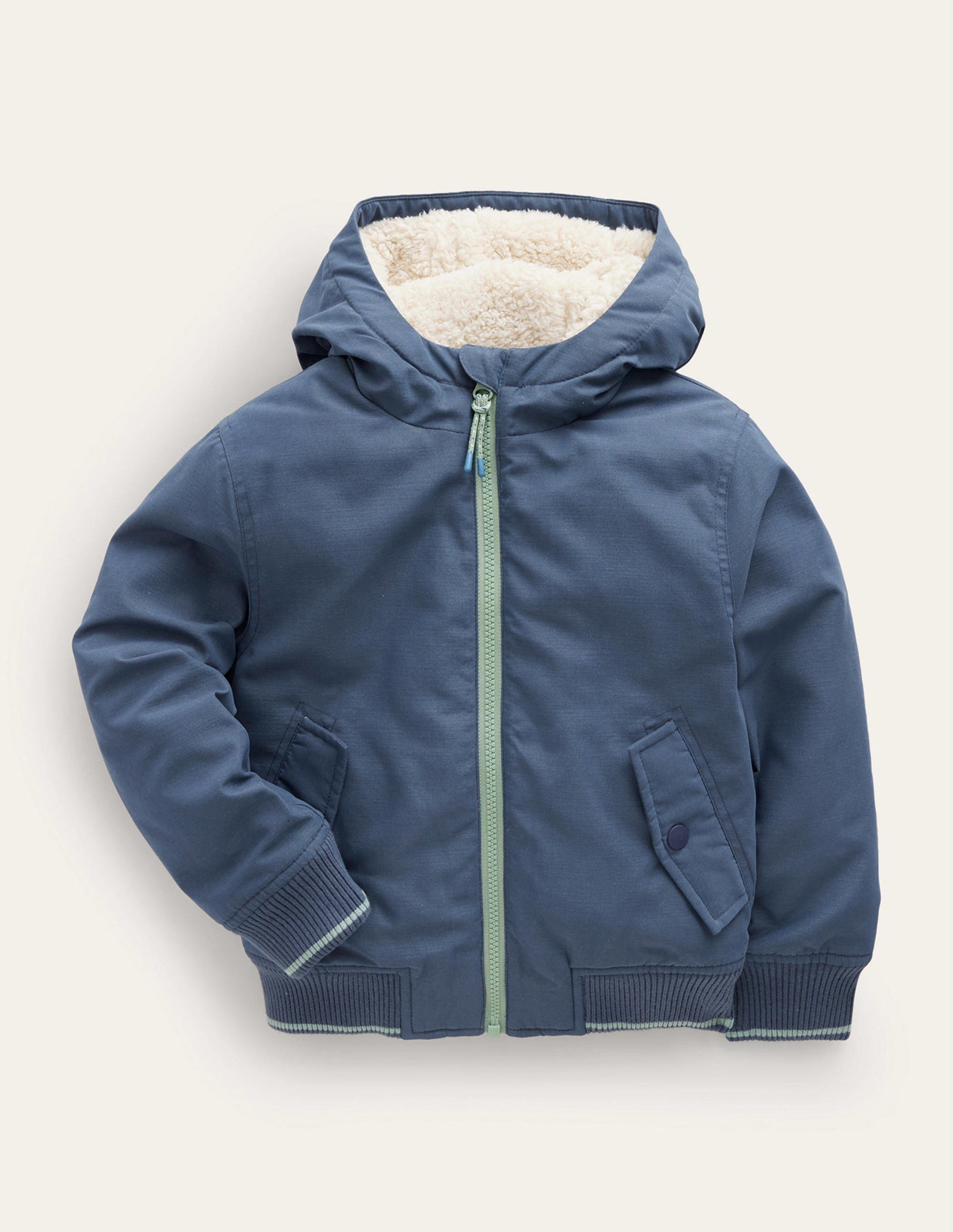Hooded Lined Bomber Jacket-Robot Blue-1
