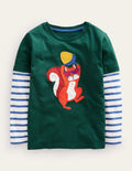 Logo Mock Sleeve T-shirt-Amazon Green Squirrel