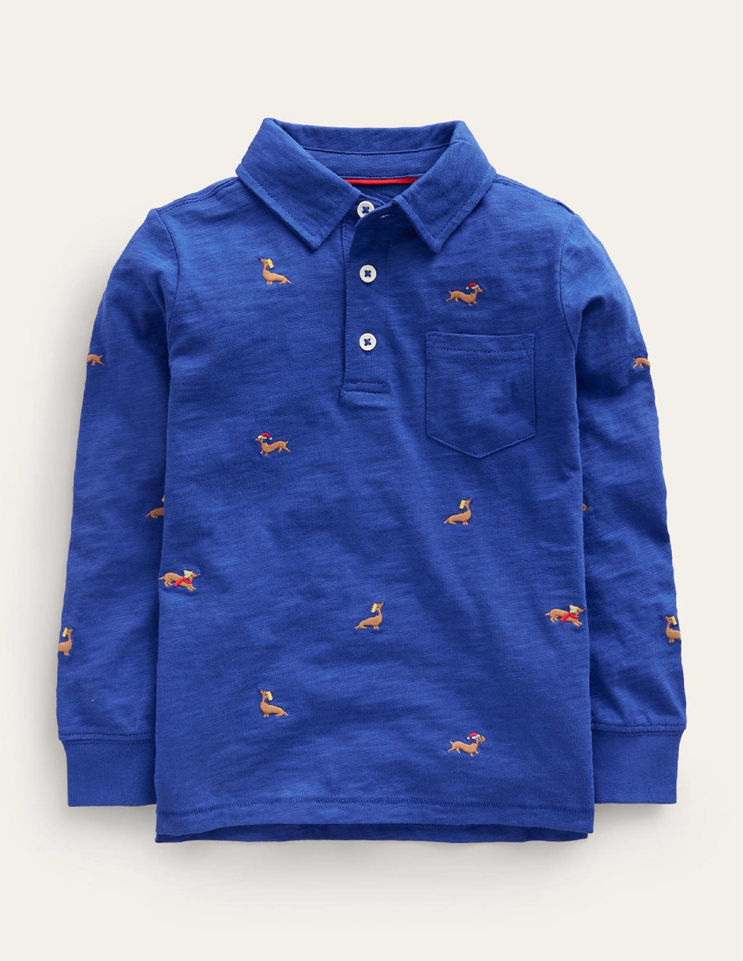 Embroidery Slub Polo-Cobalt Blue Sausage Dogs