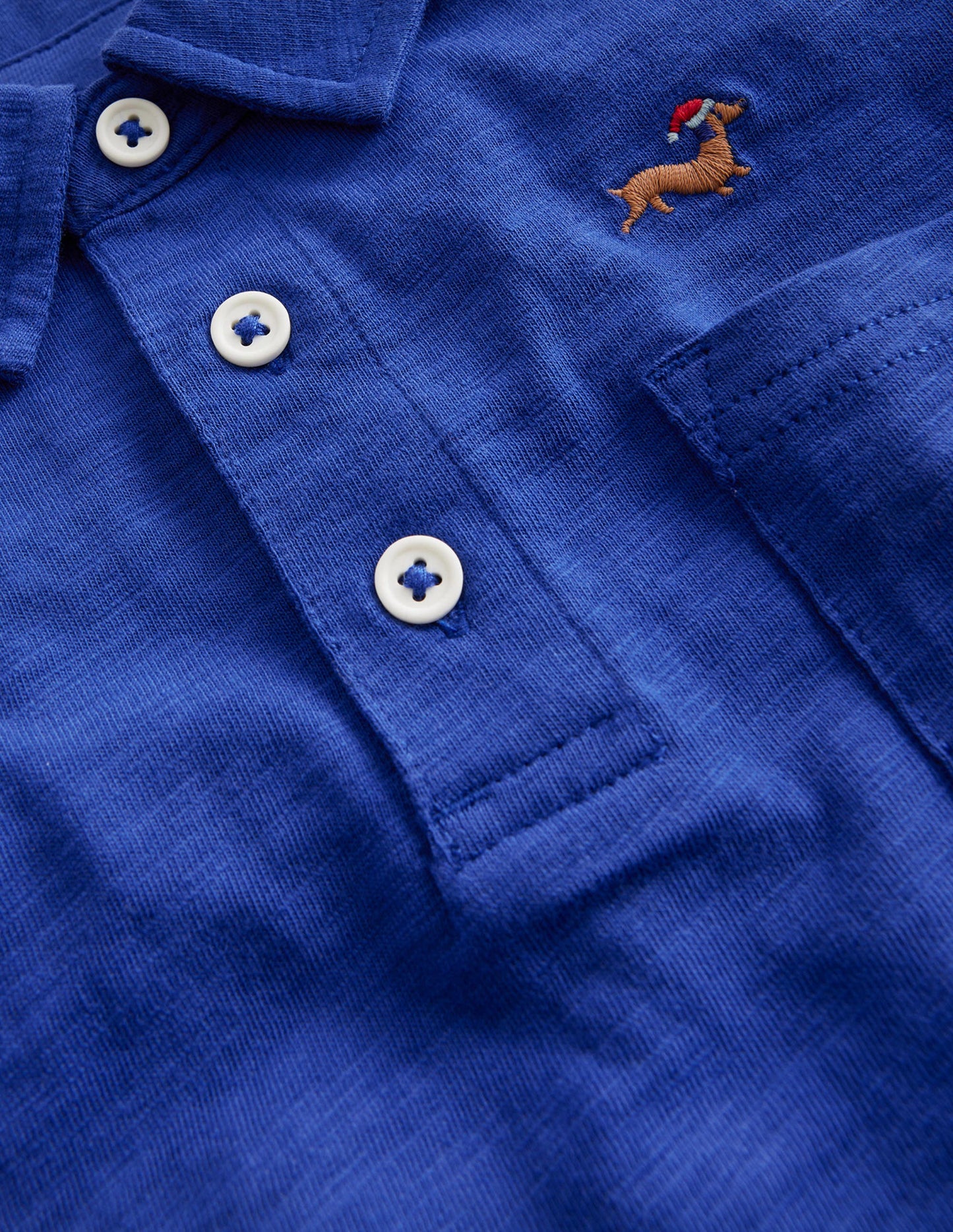 Embroidery Slub Polo-Cobalt Blue Sausage Dogs