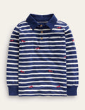Embroidery Slub Polo-Ivory/Navy Cars