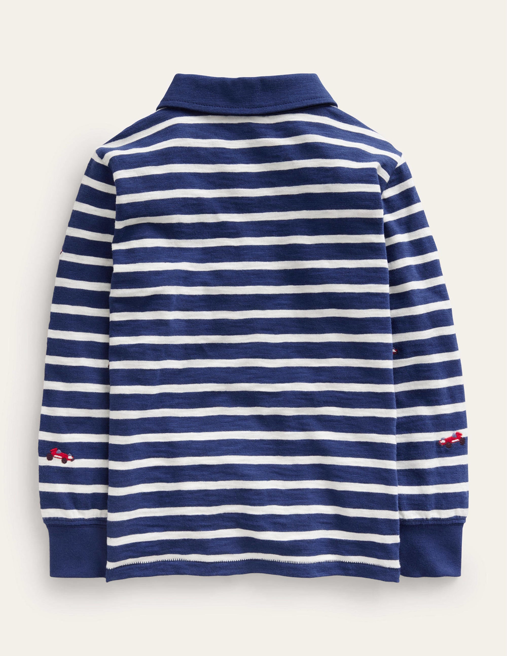 Embroidery Slub Polo-Ivory/Navy Cars - Image 2