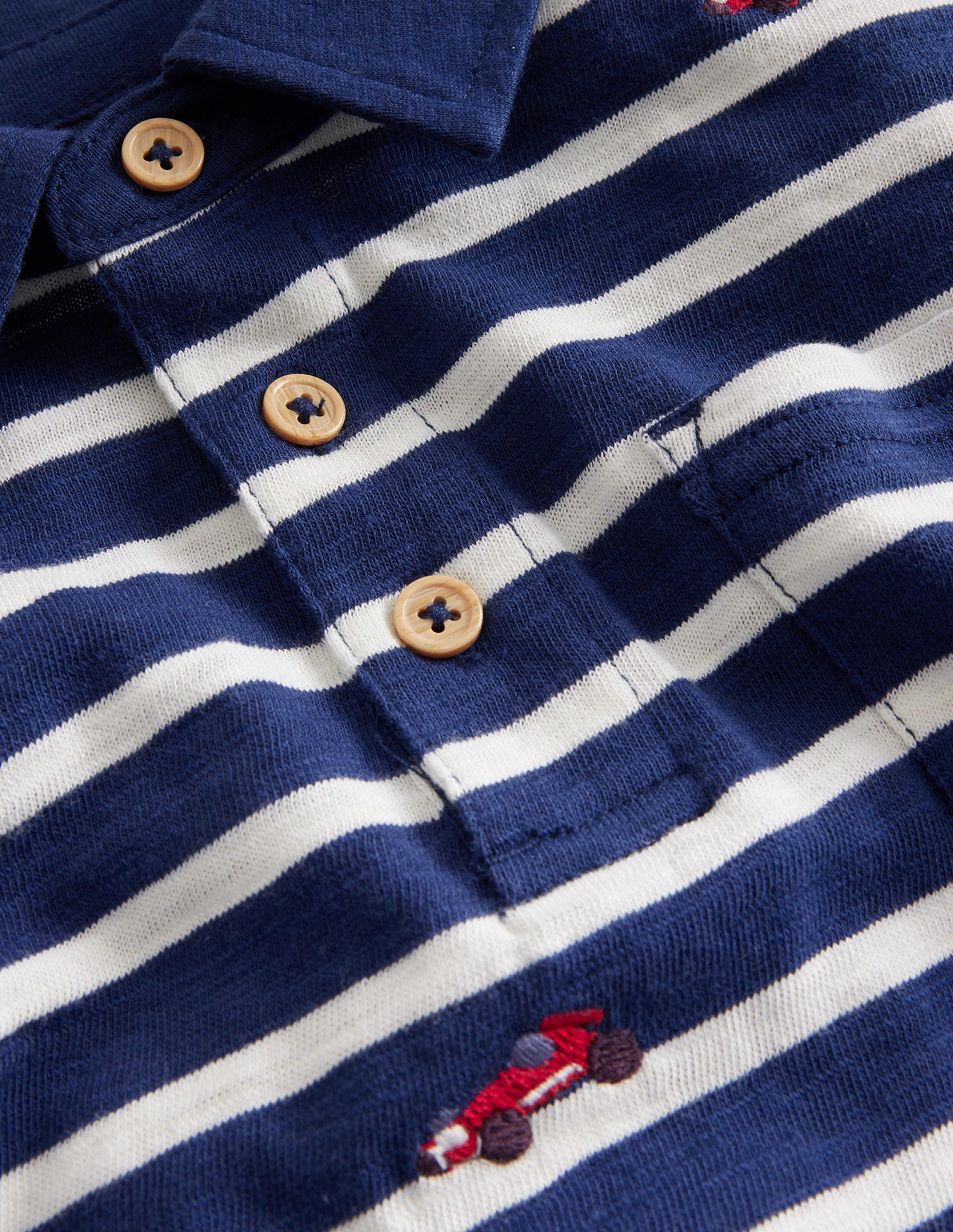 Embroidery Slub Polo-Ivory/Navy Cars - Image 3