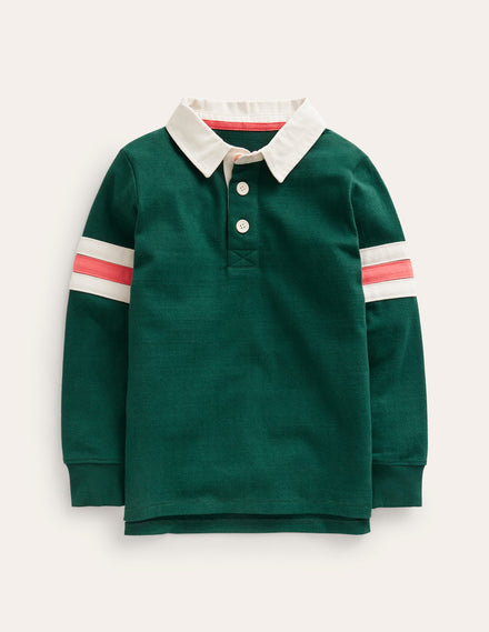 Appliqué Rugby Shirt-Deep Green