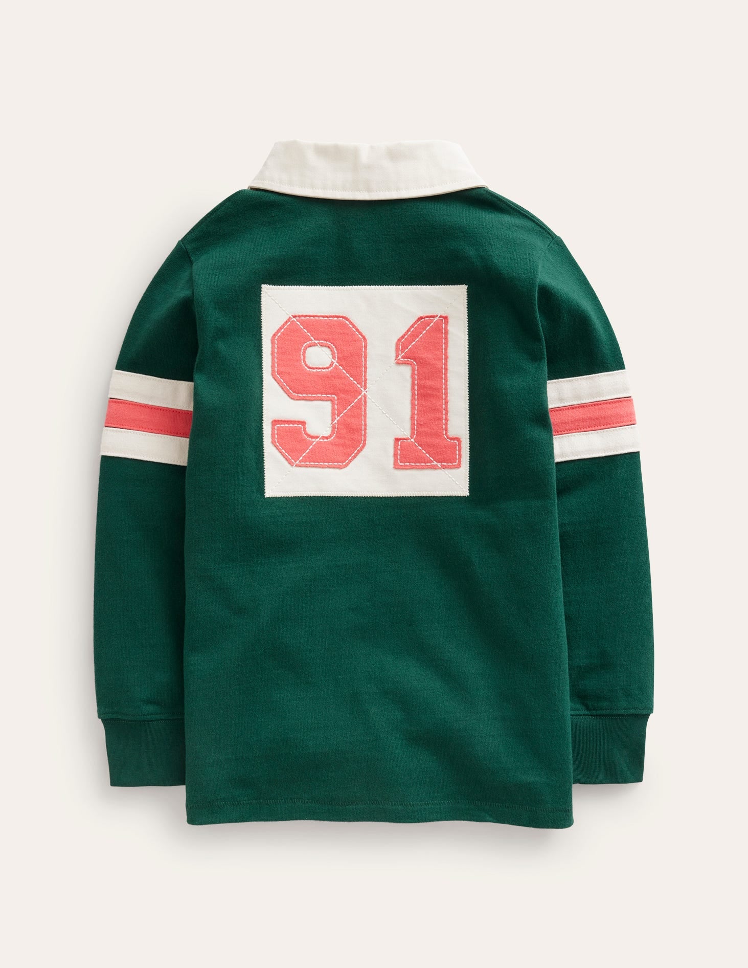 Appliqué Rugby Shirt-Deep Green-3