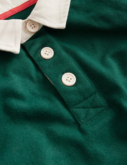 Appliqué Rugby Shirt-Deep Green-4