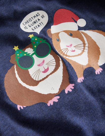 Christmas Guinea Pig Raglan-Rockabilly Red/Blue Marl-3