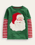 Mock Sleeve Santa T-shirt-Safari Green Santa