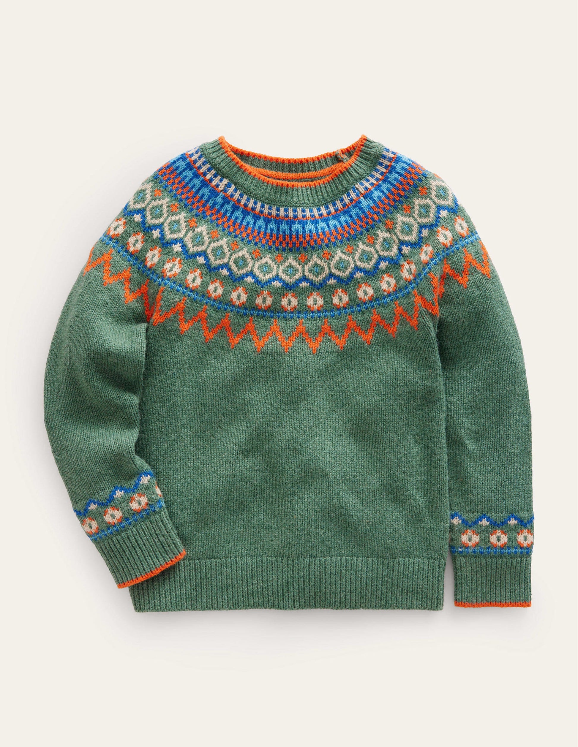 Graphic Fair Isle Jumper-Monster Green Marl-1