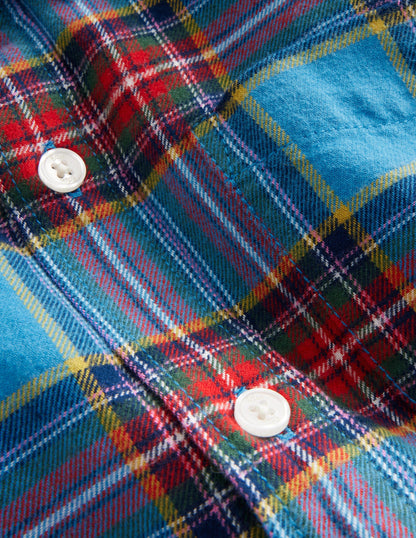 Brushed Flannel Shirt-Blue / Red Check-3
