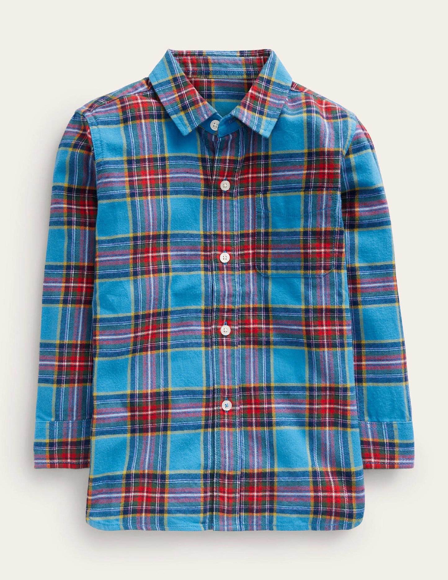 Brushed Flannel Shirt-Blue / Red Check