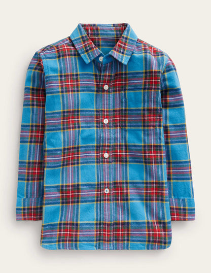 Brushed Flannel Shirt-Blue / Red Check-1