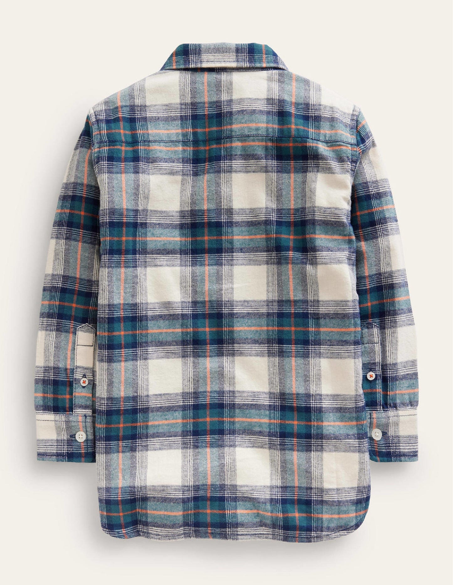 Brushed Flannel Shirt-Navy / Teal / Orange Check