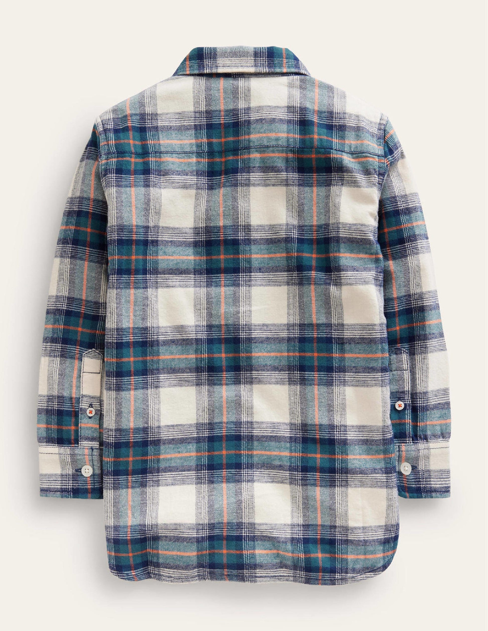 Brushed Flannel Shirt-Navy / Teal / Orange Check-2