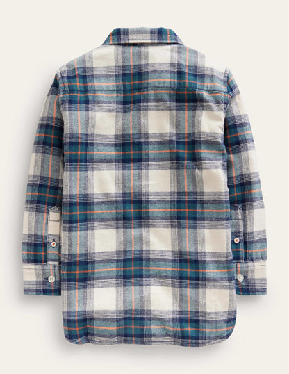 Brushed Flannel Shirt-Navy / Teal / Orange Check-2