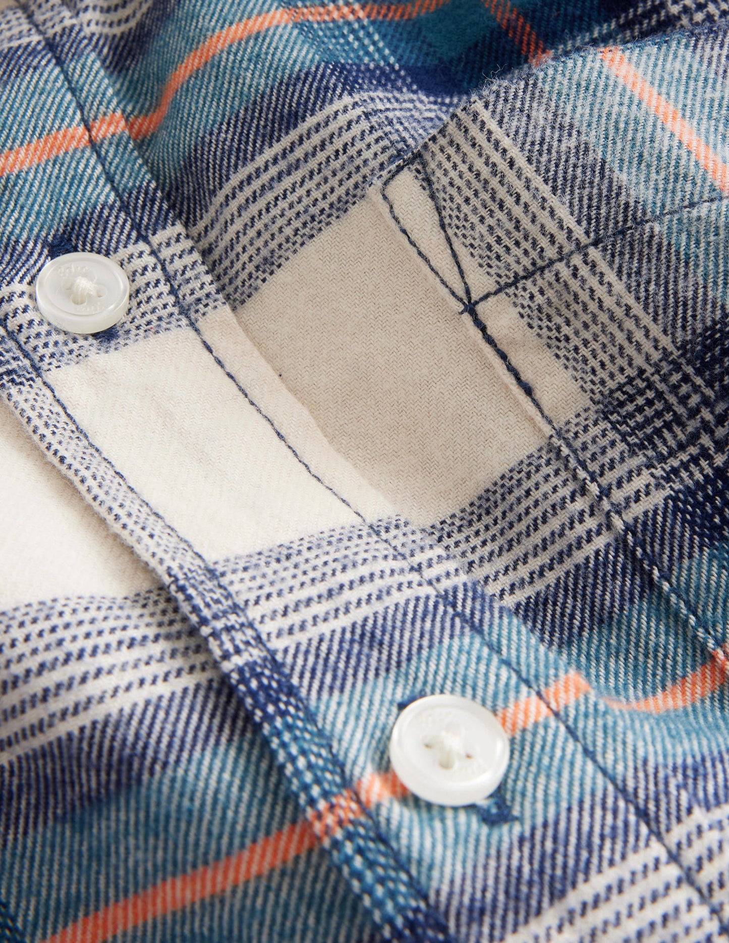Brushed Flannel Shirt-Navy / Teal / Orange Check