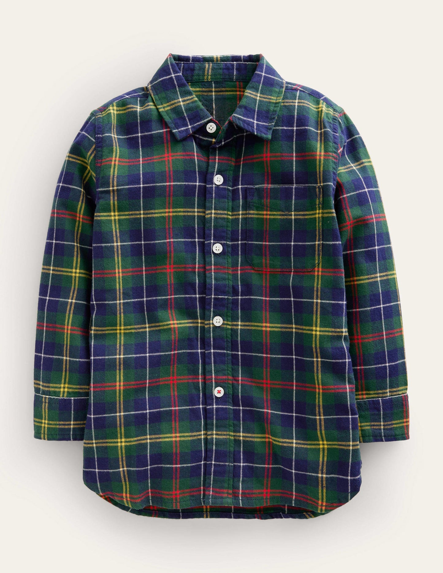 Brushed Flannel Shirt-Green / Navy / Yellow Check