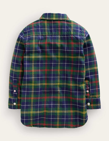 Brushed Flannel Shirt-Green / Navy / Yellow Check-2
